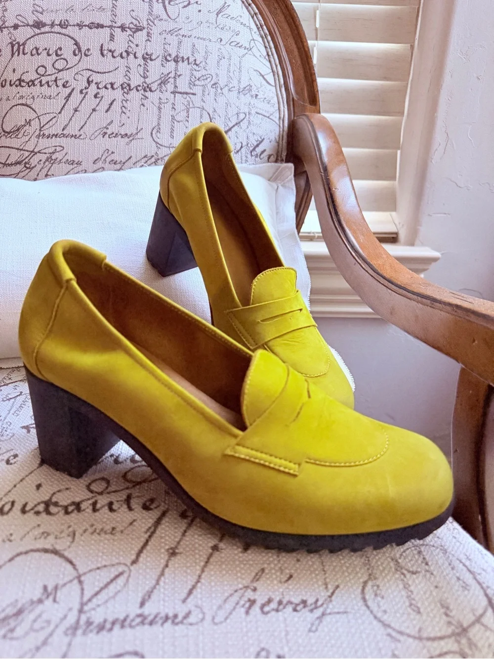 Arche Shelym Cumin Nubuck Suede Penny Loafer Block Heel Pumps EU 40 US 9